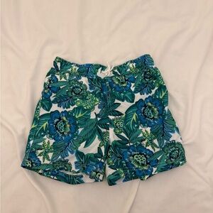 Janie and Jack Blue and Green Swim Trunks with Tropical Flair